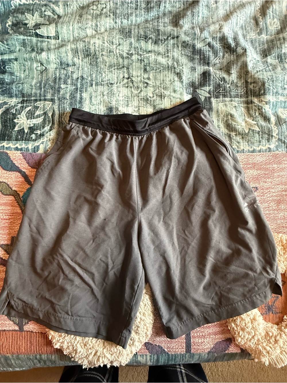 adidas Men's Dark Gray Athletic Shorts with Black Waistband